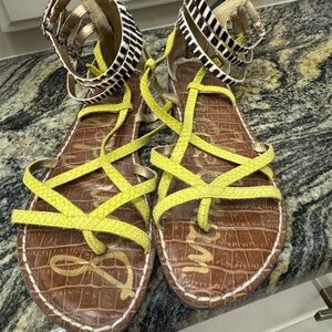 Sam Edelman Yellow and Black Strappy Sandals